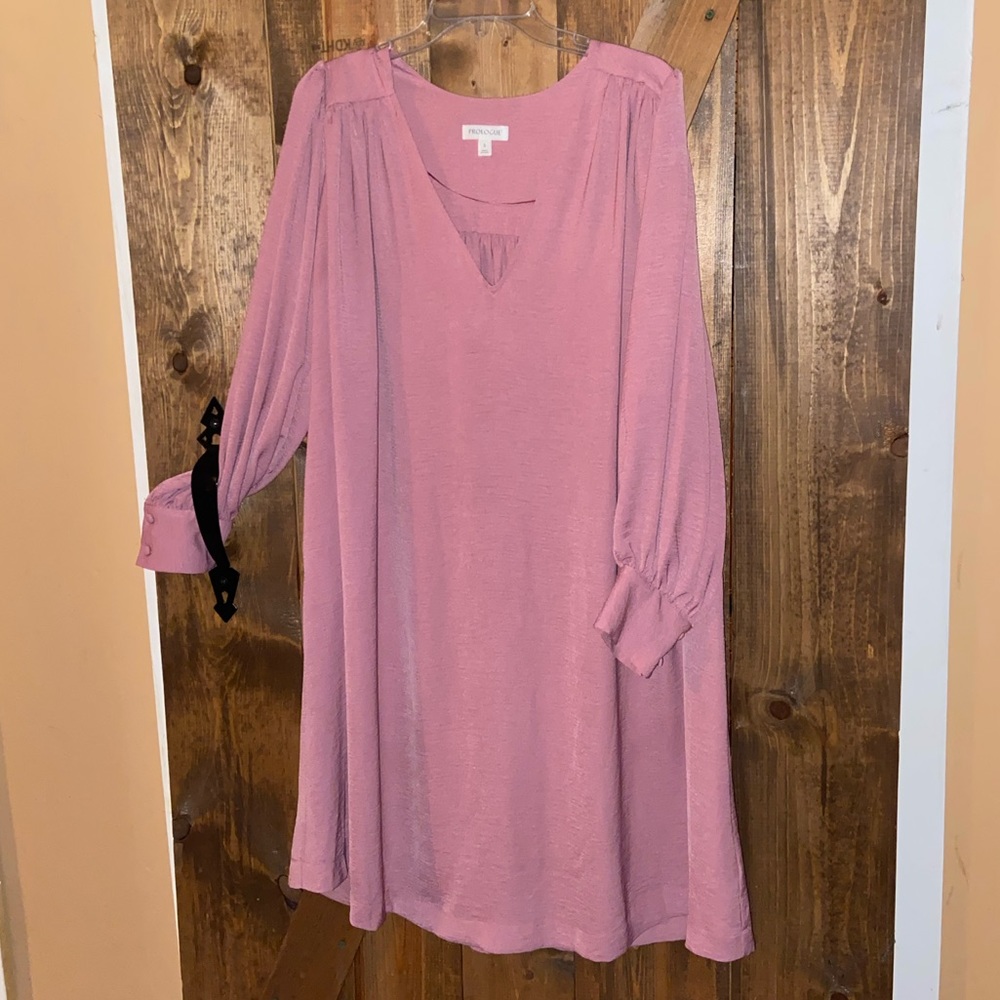 PINK LONG-SLEEVE DRESS - Picture 1 of 4